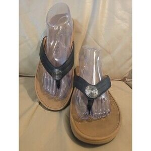 Vionic Wedge Amber Sandals Black Leather, Women's 11